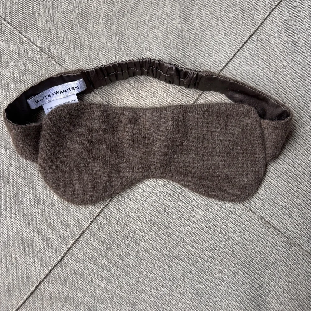 White + Warren Brown Cashmere Eye Mask Headband